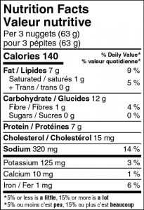spicy chicken nuggets nutrition facts